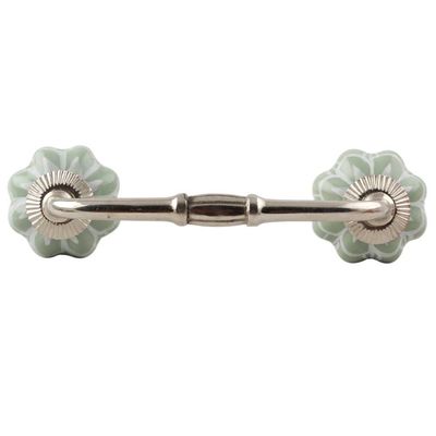 Indian-Shelf 1 Pack Green Kitchen Cabinet Handles for Drawer Pulls Door Dresser Silver Hardware 6'' Hole to Hole -BH-581-CK-1602