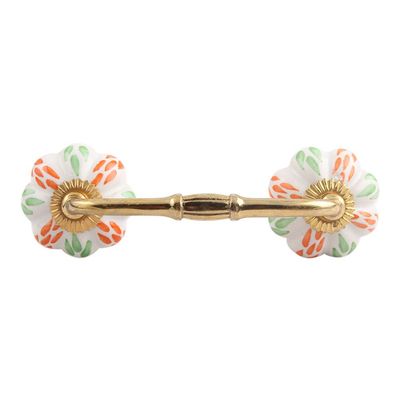 Indian-Shelf 1 Pack Orange Unique Drawer Handles Decorative Cabinet Pulls Gold Hardware 6'' Hole to Hole -BH-107-MCK-12