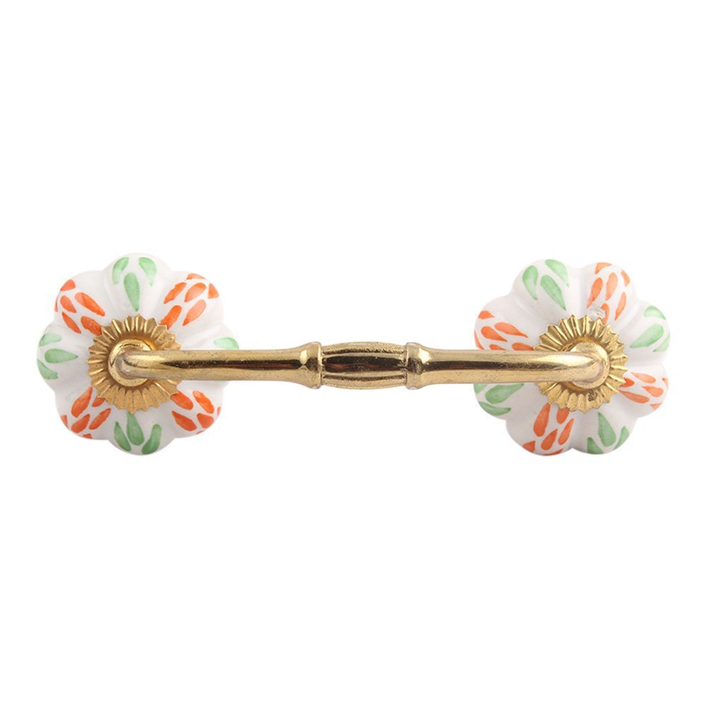 Indian-Shelf 1 Pack Orange Unique Drawer Handles Decorative Cabinet Pulls Gold Hardware 6'' Hole to Hole -BH-107-MCK-12