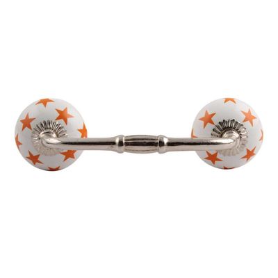 Indian-Shelf 1 Pack Orange Kitchen Cabinet Handles for Drawer Pulls Door Dresser Silver Hardware 6'' Hole to Hole -BH-196-CK-1187
