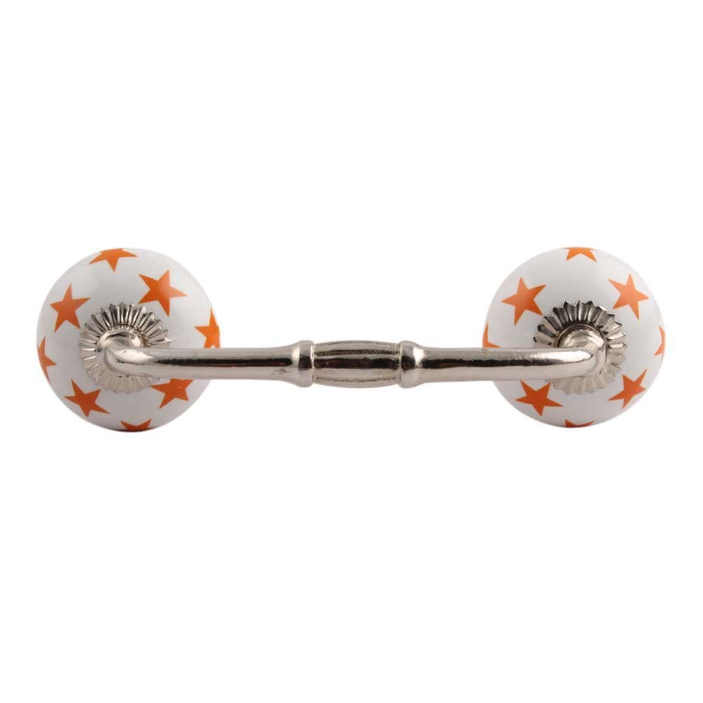 Indian-Shelf 1 Pack Orange Kitchen Cabinet Handles for Drawer Pulls Door Dresser Silver Hardware 6'' Hole to Hole -BH-196-CK-1187