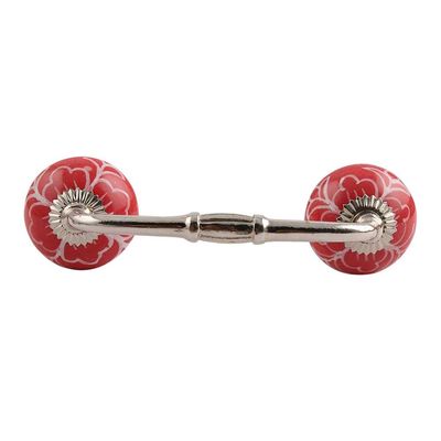Indian-Shelf 1 Pack Red Kitchen Cabinet Handles for Drawer Pulls Door Dresser Silver Hardware 6'' Hole to Hole -BH-158-CK-10