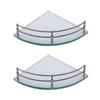 Flaner 6x6 Inch Wall Mount Glass Corner Shelf for Bathroom/Wall Stand/Bathroom Shelf/Wall Storage Shelf/Bathroom Rack/Kitchen Shelf(Pack of 2,Clear) view 1