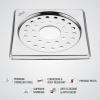 LIPKA Eon Square with Plain Jali Floor Drain |Premium Stainless Steel |6 x 6 Inches| with Hole| view 4