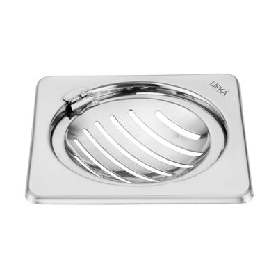 LIPKA Eon Square with Classic Jali Floor Drain |Premium Stainless Steel |6 x 6 Inches| with Hinge|