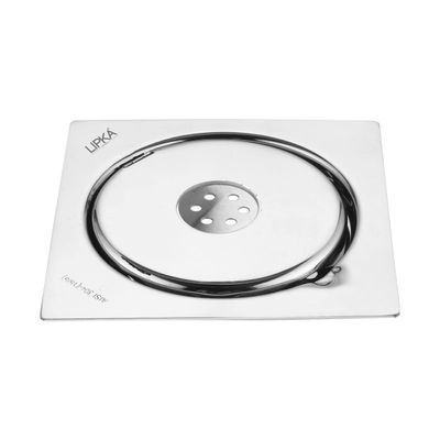 LIPKA Gemini Square Flat Cut Floor Drain |304-Grade Stainless Steel |5 x 5 Inches| with Cockroach Trap & Hole|