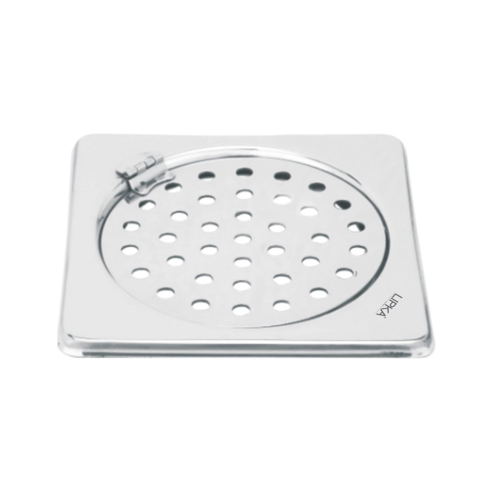 LIPKA Eon Square with Plain Jali Floor Drain |Premium Stainless Steel |5 x 5 Inches| with Hinge