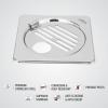 LIPKA Eon Square with Golden Classic Jali Floor Drain |Premium Stainless Steel |5 x 5 Inches| with Hinge & Hole| view 4