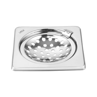 LIPKA Eon Square Floor Drain |Premium Stainless Steel |6 x 6 Inches| with Hinge