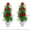 YSK Creation Emani Artificial Velvet Rose With White Pot For Home Decoration|Flower Pot For Home Decoration|Flower Pot With Artificial Flowers|Artificial Flower With Pot Combo Set of 2 (Red) view 1