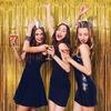 Satya Vipal Set of 3 Metallic Golden Foil Curtain Fringe for Party Decoration Door Curtains- 3 x 6 Feets Each view 1