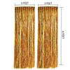 Satya Vipal Set of 3 Metallic Golden Foil Curtain Fringe for Party Decoration Door Curtains- 3 x 6 Feets Each view 4