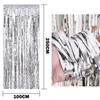 Satya Vipal Metallic Silver Foil Curtain Fringe Plastic Party Decoration Door Curtains Set of 4 (3 x 6 ft) view 4