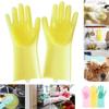 Generic Silicone Heat Resistant Rubber Dish Washing Gloves with Wash Scrubber (Medium) for kitchanwear view 2
