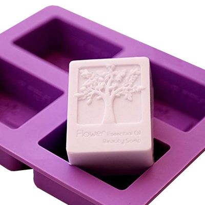 RKPM HOMES 4 Cavities Rectangle Life Tree Silicone Soap Mold DIY Craft Art Cake Mold Handmade Silicone Molds for Soap Candle (Random Color)