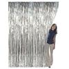 Edge Decor Metallic Silver Foil Curtain Fringe Plastic Party Decoration Door Curtains Set of 4 (3 x 6 ft) view 3