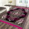 Zesture Bring Home Premium Chenille Jacquard Weaved Floral Carpet, Area Rug, 5 ft x 6 ft (Pink-Black) view 1
