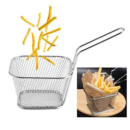 Anirdesh Stainless Steel Square Mini Deep Frying Basket (Silver, 15x10x7.5CM)