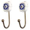 Indianshelf HandCrafted Ceramic Unique Hanger Hook For Kitchen Utensils Keys Coat Towel Boho Chic Holder (5 Inches/Navy Blue)-Packof 2 view 1