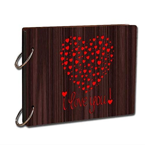 LADECOR Wood Pasted Photo Album Gift for Loved Ones Special Memories Scrapbook Photo Book for Valentine's Day | (22 cm x 16 cm x 4 cm)