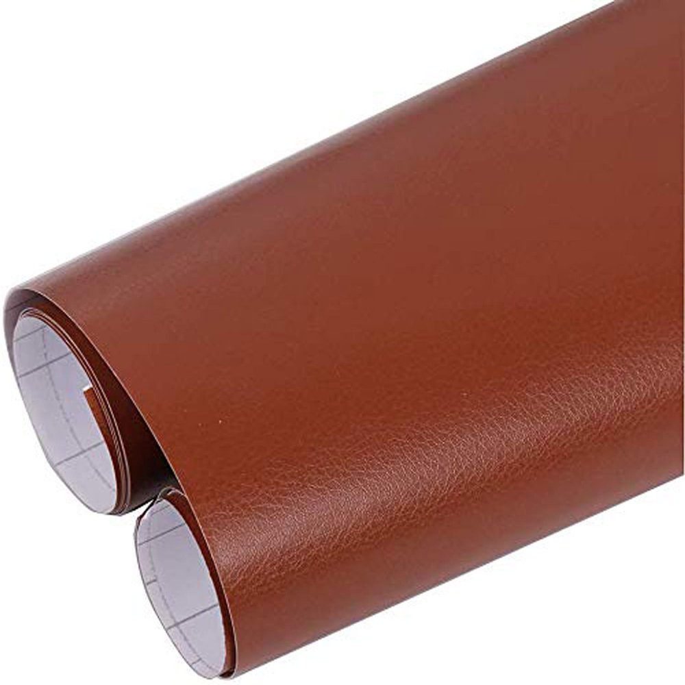 Elton Fine Grain Light Brown Leather Soft Touch Self Adhesive Vinyl Wrap Sheet Furniture Film Interior Vinyl Film Wall Paper(16X144 Inches)