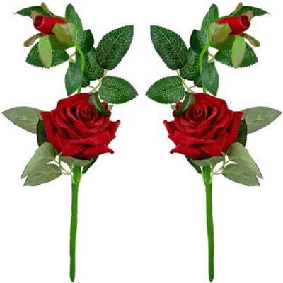 Hyperboles Artificial Rose Flower Stick (Red)