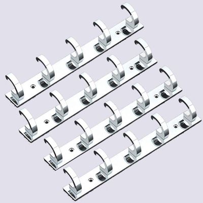 iSTAR Stainless Steel 5 Pin Bathroom Cloth Hooks Hanger Door Wall Bedroom Bathroom Robe Hooks Rail for Hanging Keys, Clothes, Towel Steel Hook (Pack of 4, Silver)