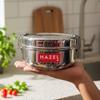 HAZEL Steel Tiffin Box for Office | 500 ml Stainless Steel Lunch Box with Inner Plate | Traditional Glossy Finish Steel Dabba | Compact Leak-Resistant Box view 2