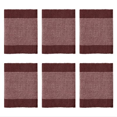 GLEAM Dining Table Mats 6 Piece Machine Washable (Coffee & White) 13 x 19 inch