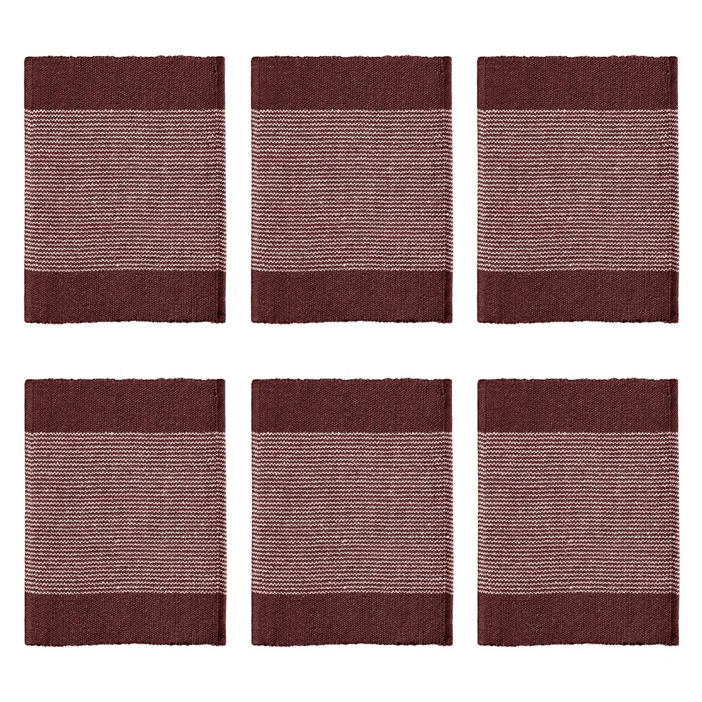 GLEAM Dining Table Mats 6 Piece Machine Washable (Coffee & White) 13 x 19 inch