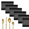 GLEAM Dining Table Mats 6 Piece Machine Washable (Black & Gray) 13 x 19 inch view 3