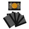 GLEAM Dining Table Mats 6 Piece Machine Washable (Black & Gray) 13 x 19 inch view 4