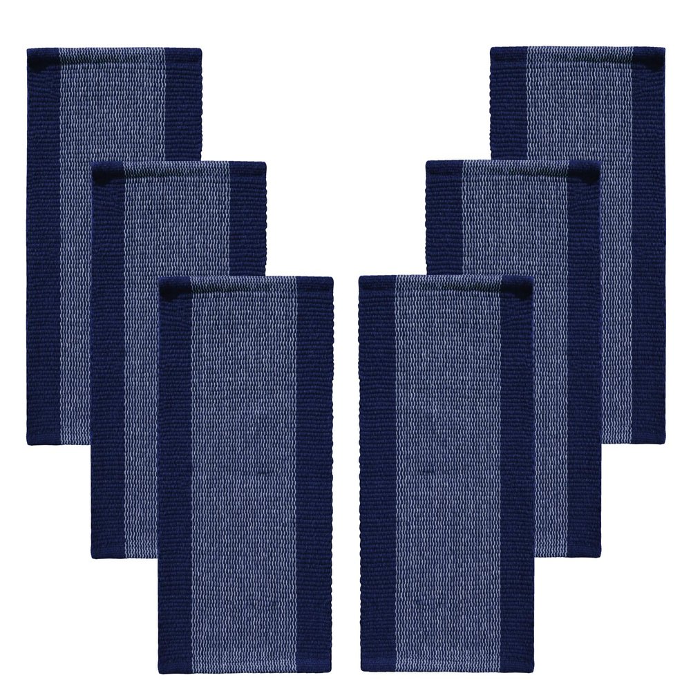 GLEAM Dining Table Mats 6 Piece Machine Washable (Blue & White) 13 x 19 Inch