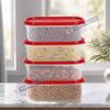 Cutting EDGE 525ml Modular Plastic Container Set of 4, BPA-Free & Leak-Proof, Stackable & Nestable, Reusable Food Organizers For Kitchen, Pantry, Fridge & Meal Prep (Cherry Red) view 2