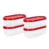 Cutting EDGE 525ml Modular Plastic Container Set of 4, BPA-Free & Leak-Proof, Stackable & Nestable, Reusable Food Organizers For Kitchen, Pantry, Fridge & Meal Prep (Cherry Red) view 3