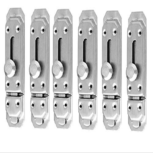 Sun Shield Stainless Steel Door Security Latch Lock of 5 Inch for Home, Bathroom, Kitchen, Office - 6 Pcs