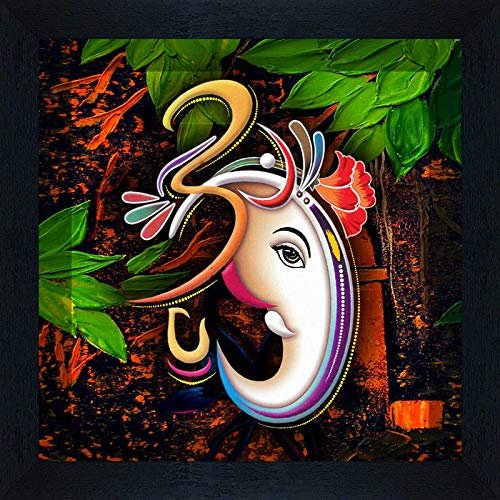 SAF UV Coated Ganesha Multi Effect Religious Painting (30 cm X 30 cm) SANF21005
