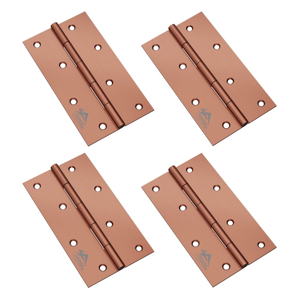 Atlantic Window Door Hinges 4 Inch x 14 Gauge/2 MM Thickness, Premium Stainless Steel Welded Head, Rose Gold Finish, Pack of 4 Pcs