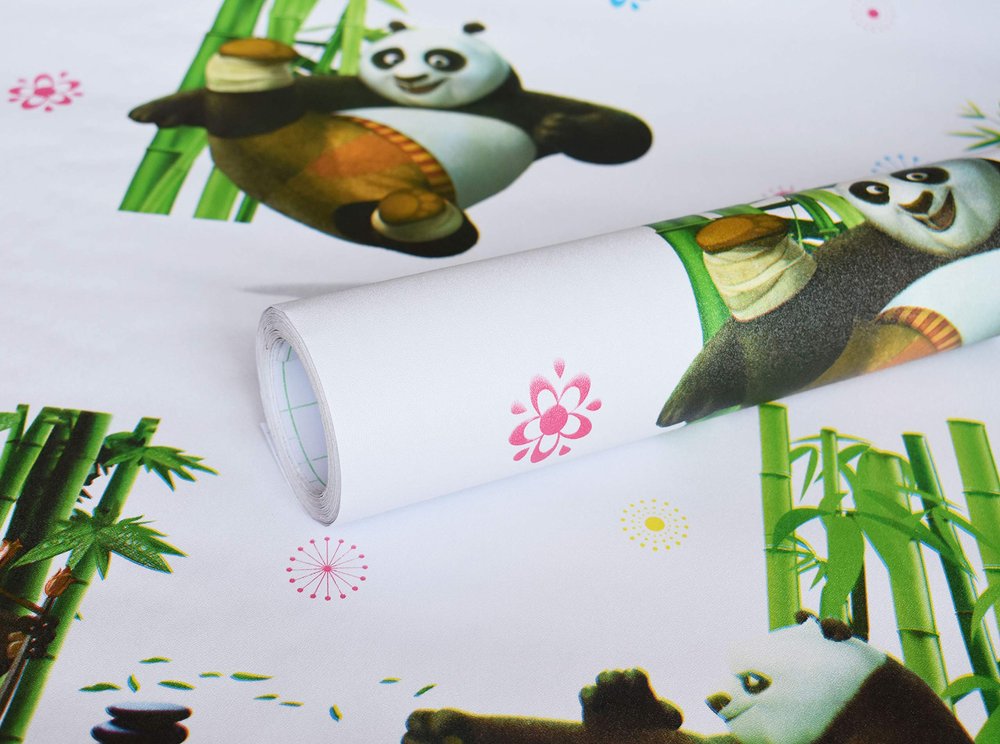 KREEPO Vinyl Self Adhesive Waterproof Panda Wallpaper, 12 x 150 Inch
