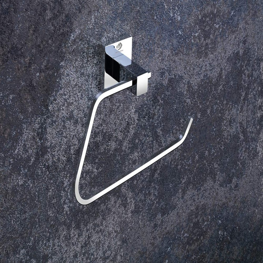 USF Jet Bathroom Towel Ring, 304 Stainless Steel Napkin Hanger for Wash Basin Area, Wall Mounted Rust Resistant Design for Kitchen, Chrome Finish, Easy Install, 25 Years Warranty