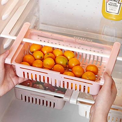 VDHJA Plastic Refrigerator Drawer Pull Out Organizer Large Storage Container Square - 2pc