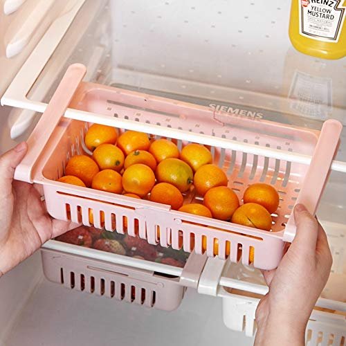 VDHJA Plastic Refrigerator Drawer Pull Out Organizer Large Storage Container Square - 2pc