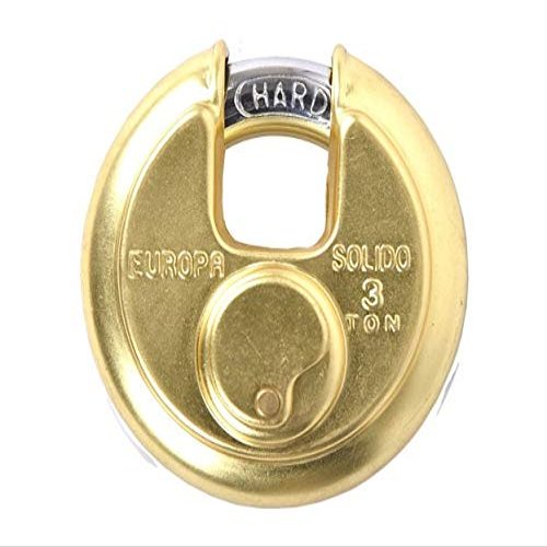 Europa P370BM Disc Pad Lock | High Precision 11-Pin Dimple Key Technology | Brass Finish | Hardened Anti-Cut Shackle | Rustproof Stainless Steel Body | Heavy-Duty Security Lock | Pack of 1
