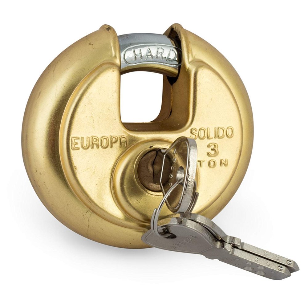 Europa P370BI Brass Disc Padlock | Hardened Thicker Shackle with 270 Overlap, Rustproof Stainless Steel Body | Ideal for Homes, Offices, Lockers & Outdoor Security