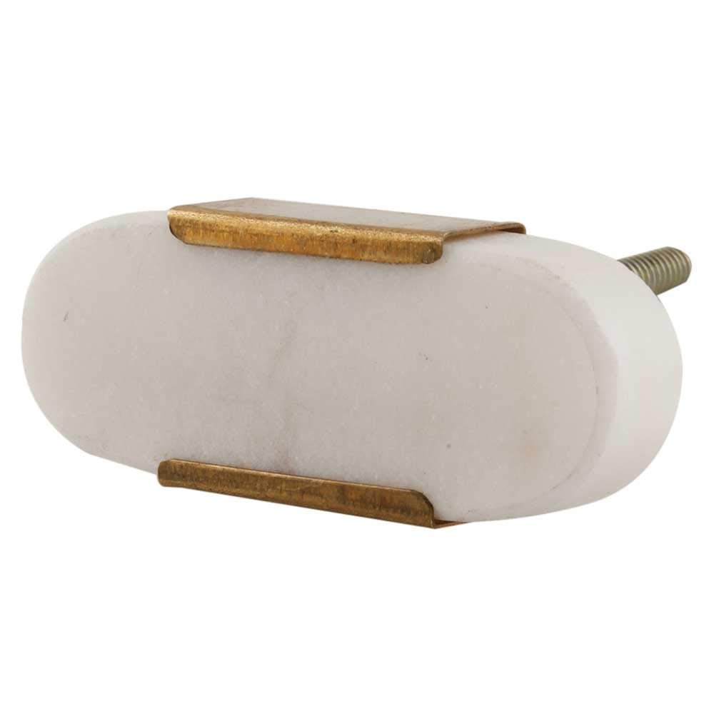 Indian-Shelf Pack of 2 Trendy Dresser Drawer Knobs White Stone Oval Furniture Knob
