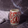India Meets India Handmade Ceramic Toothbrush Holder/Toothpaste Holder Stand/Bathroom Accessories Set, Best for Gifting, Made by Awarded Indian Artisan (Red) view 1