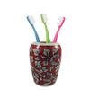 India Meets India Handmade Ceramic Toothbrush Holder/Toothpaste Holder Stand/Bathroom Accessories Set, Best for Gifting, Made by Awarded Indian Artisan (Red) view 4