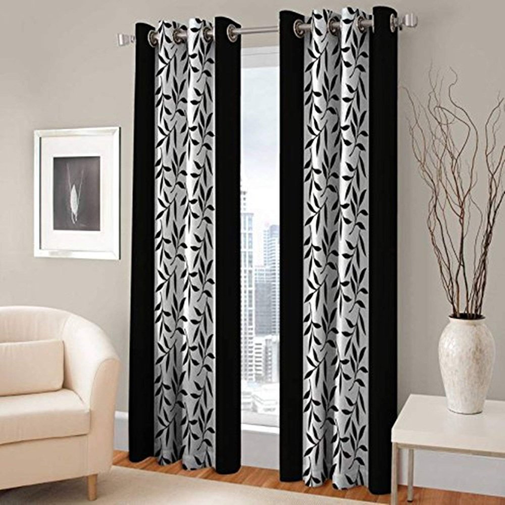 Radees Creations Polyresin Floral Grommet Door Curtain, Door - 7 Feet, Pack of 2