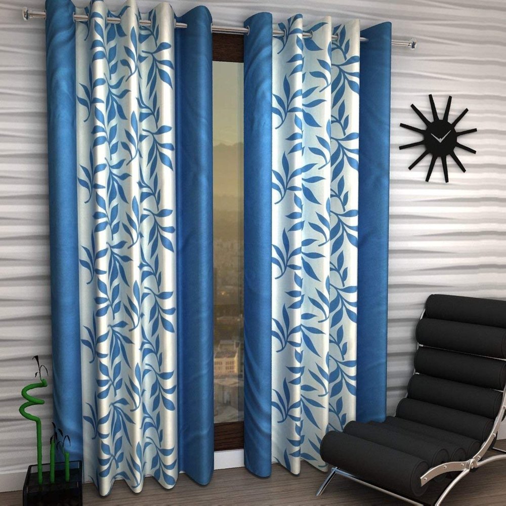 Radees Creations Polyresin Floral Grommet Door Curtain, Door - 7 Feet, Aqua, Pack of 2