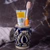 India Meets India Handmade Ceramic Toothbrush Holder/Toothpaste Holder Stand/Bathroom Accessories Set, Best for Gifting, Made by Awarded Indian Artisan (Dark Blue) view 2
